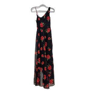 MANGO Floral Asymmetric Chiffon Maxi Dress US Size 2